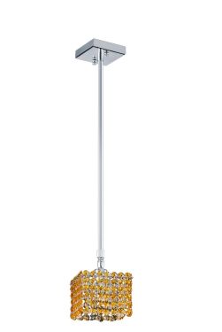 Artistry Lighting Pendant Collection 5.5"x05" Polished Chrome 1-Light Square Amber Crystal Pendant Light