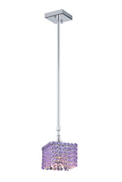 Artistry Lighting Pendant Collection 5.5"x05" Polished Chrome 1-Light Square Purple Crystal Pendant Light