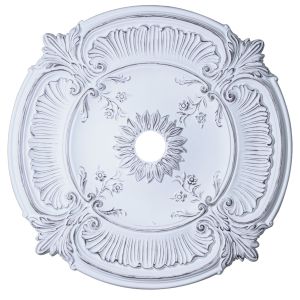Artistry Lighting Round 30" Distressed White Ceiling Medallion Flowers Motif (ARP26-F9)