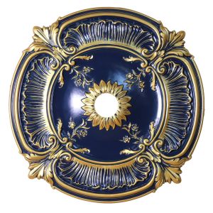 Artistry Lighting Round 30" Navy Gold Ceiling Medallion Flowers Motif (ARP26-FA)
