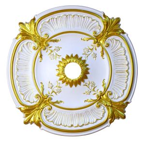 Artistry Lighting Round 30" Gold Gilded White Ceiling Medallion Flowers Motif (ARP26-QS)