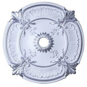 Artistry Lighting Round 30" Silver Gilded White Ceiling Medallion Flowers Motif (ARP26-QZ)