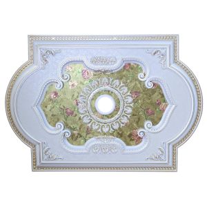Artistry Lighting Rectangular Oval 51"x36" Antique White Ceiling Medallion Pink Floral Motif (ART0913-F1-541)
