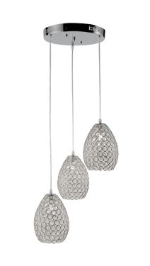Artistry Lighting Pendant Collection 11"x44" Polished Chrome 3-Light Tear Drop Crystal Pendant Light