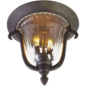 Kalco Santa Barbara 2-Light 11.5" Matte Black Outdoor Flush Mount Ceiling Light